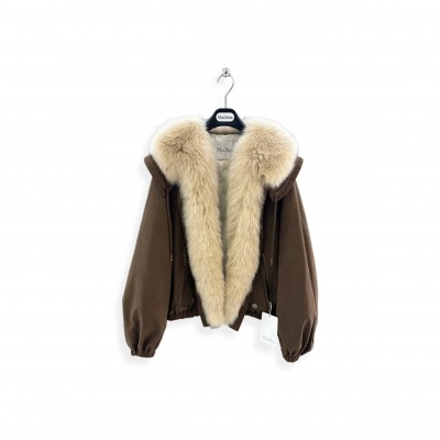 MAX MARA DOWN JACKET WITH FUR COLLAR 